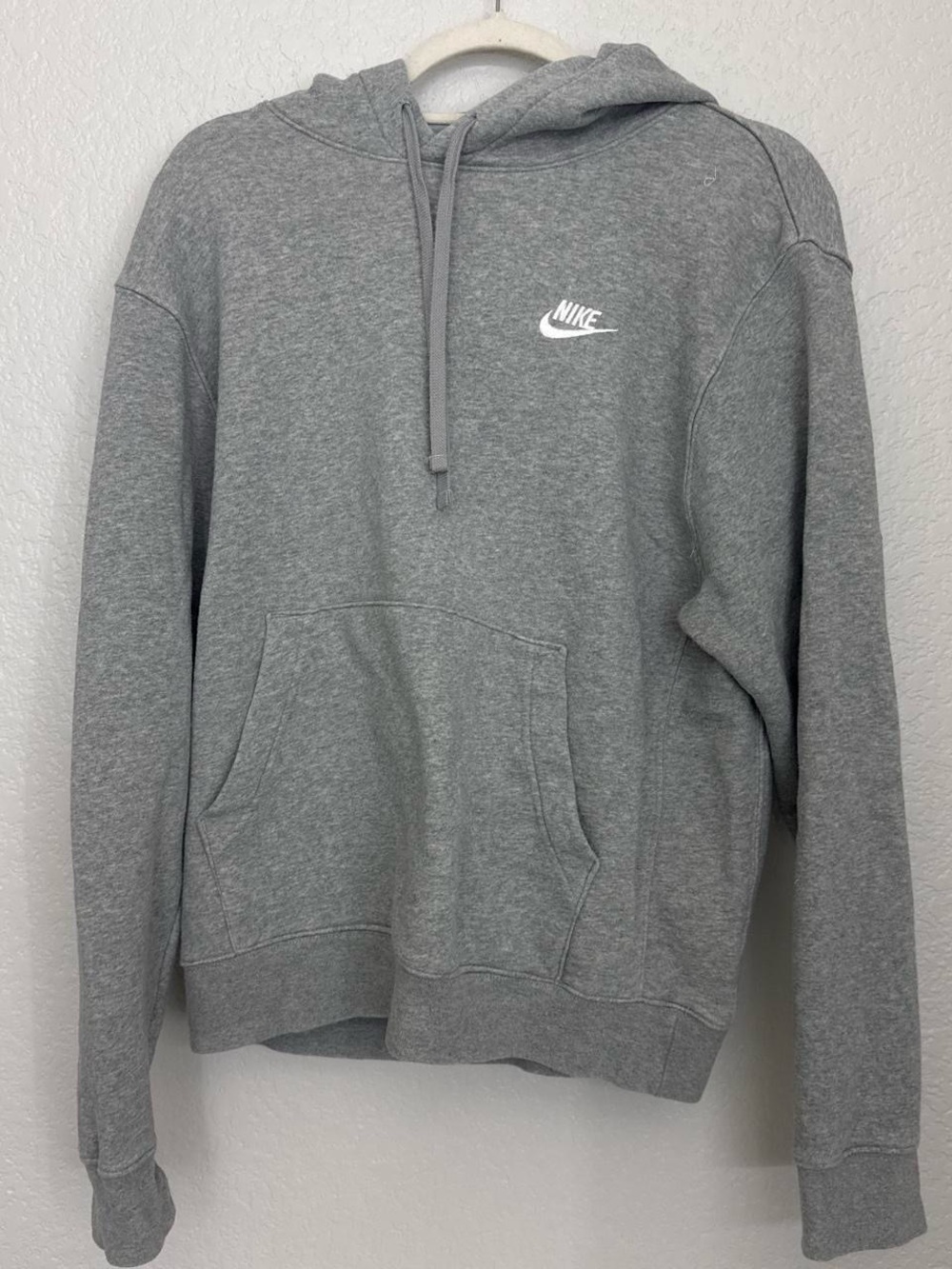 Nike Heather Gray Pullover Hoodie with White Logo